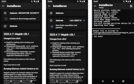 Patching the boot.img file with Magisk.