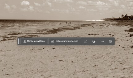 Die kleine Menüleiste passt sich automatisch an, je nach Arbeitsschritt.