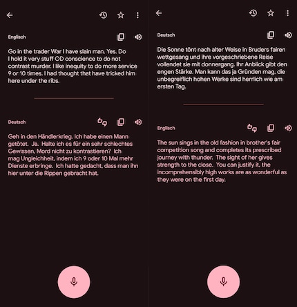 Hier heb ik de teksten van zowel Shakespear als Goethe gelezen en in realtime laten vertalen. Het zoeken naar fouten kan beginnen...