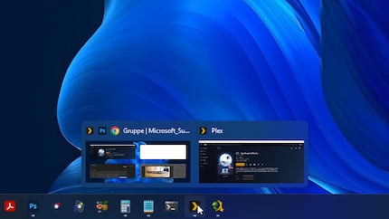 Windows remembers your layout and turns it into a Snap group that you can reopen from the taskbar.