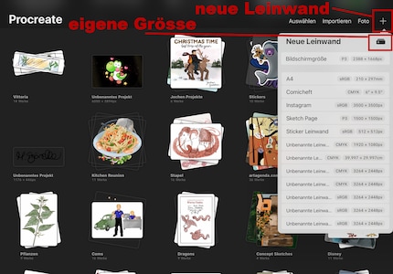 Gebruik het plusteken om een nieuw canvas te maken. Klik nogmaals op het plusteken bovenaan de lijst om je eigen sjabloon te definiëren.