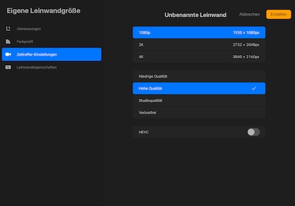 Procreate maakt een video van je schilderproces. Je kunt hier de kwaliteit instellen.