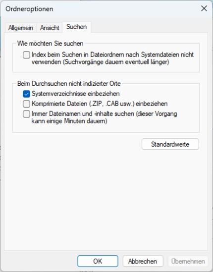 De index versnelt het zoeken naar bestanden en mappen.