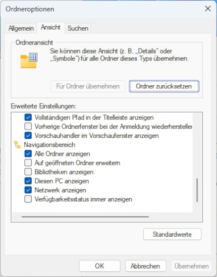 De instellingen voor het navigatiedeelvenster vind je onderaan.