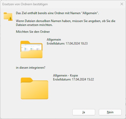 Wat moet er gebeuren met mappen die worden samengevoegd?