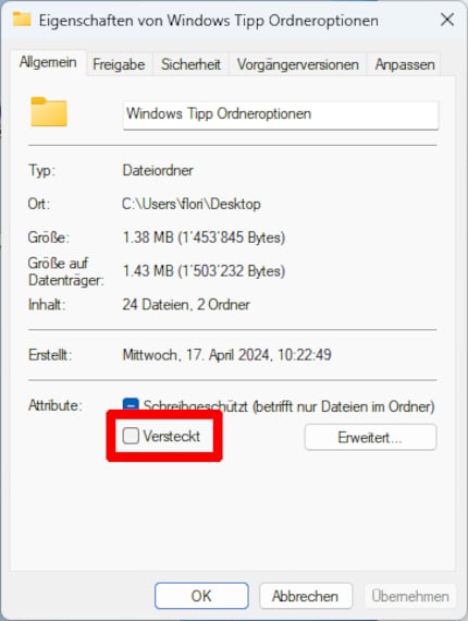 Hoe verberg ik een map?