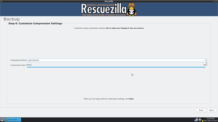 Selecteer het compressieformaat en compressieniveau.