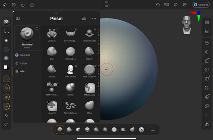 Ik gebruik de vele penselen om mijn objecten vorm te geven.